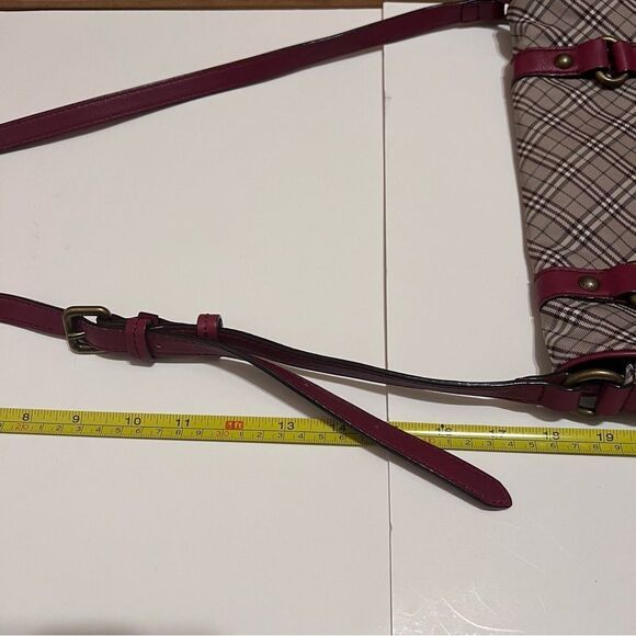 AUTHENTIC BURBERRY Blue Label Crossbody Bag Red Shoulder Check - Picture 9 of 11